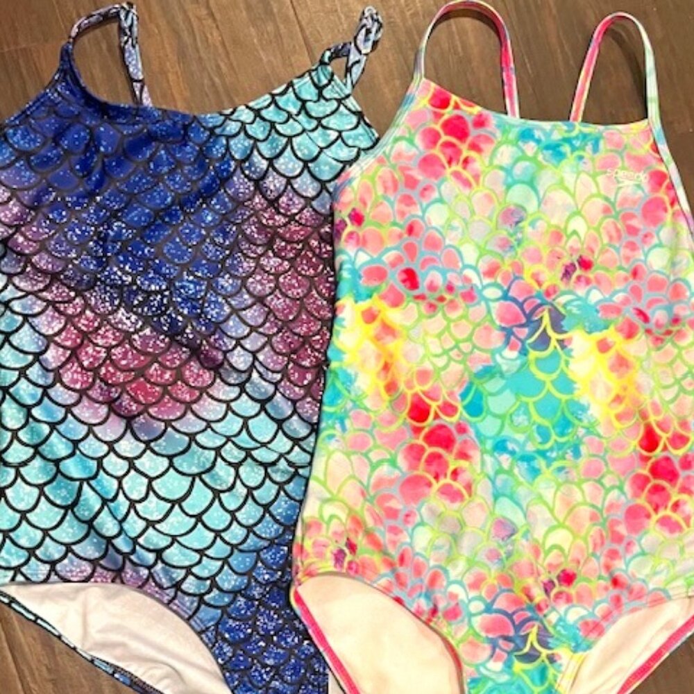 Speedo Mermaid Swimsuit Bathing Suits Girls Tropical Rainbow